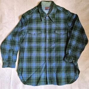 Vintage Pendleton Men's 100% Virgin Wool Shirt Plaid Flannel USA 17.5